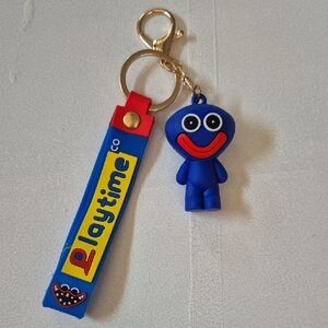 Huggy Wuggy From Poppy Playtime Keychain With Rubber Wristlet